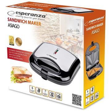 Sandwich maker Esperanza Asiago Sandwich toaster 1000W  (Negru/Gri)