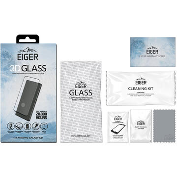 Eiger Folie Sticla 3D Case Friendly Samsung Galaxy S21 Clear Black (0.33mm, 9H, oleophobic)
