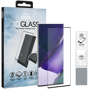 Eiger Folie Sticla 3D Edge to Edge Samsung Galaxy Note 20 Ultra Clear Black (0.33mm, 9H, perfect fit, curved, oleophobic)
