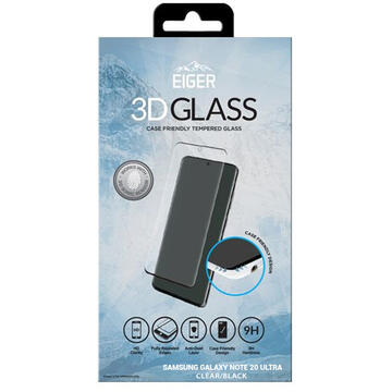 Eiger Folie Sticla 3D Edge to Edge Samsung Galaxy Note 20 Ultra Clear Black (0.33mm, 9H, perfect fit, curved, oleophobic)