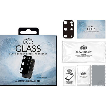 Eiger Folie Sticla Camera 2.5D Glass Samsung Galaxy S20 Plus Clear Black (9H, 0.33mm)