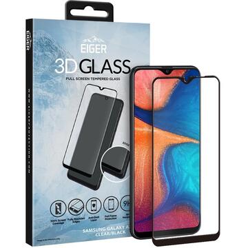 Eiger Folie Sticla 3D Edge to Edge Samsung Galaxy A20e Clear Black (0.33mm, 9H, perfect fit, curved, oleophobic)