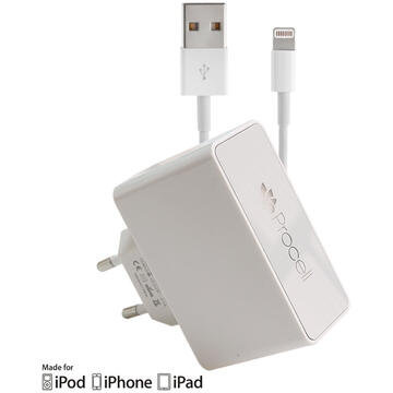 Incarcator de retea Procell Incarcator Retea 2.1A Dual USB iPhone 6/5S Lightning (cablu MFI)-T.Verde 0.1 lei/buc