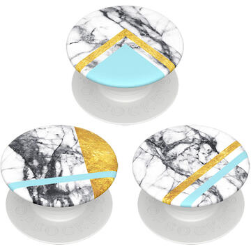 Popsockets Suport PopMinis Stand Adeziv White Marble Glam (contine 3 mini accesorii)