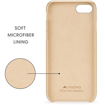 Husa Meleovo Carcasa Pure Gear II iPhone 8 Gold (culoare metalizata fina, interior piele intoarsa)