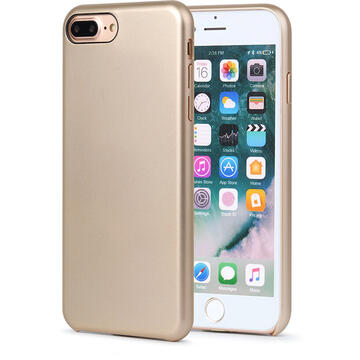 Husa Meleovo Carcasa Pure Gear II iPhone 8 Plus Gold (culoare metalizata fina, interior piele intoarsa)
