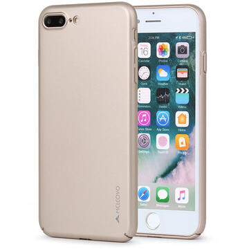 Husa Meleovo Carcasa Metallic Slim 360 iPhone 8 Plus / 7 Plus Gold (culoare metalizata fina)