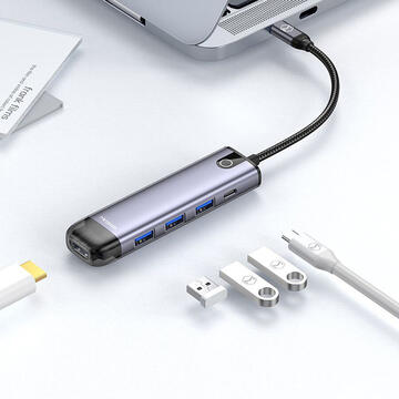 Mcdodo Multihub 5 in 1 Type-C Grey (USB 3.0 x 3+HDMI+PD)