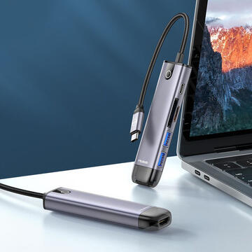 Mcdodo Multihub 6 in 1 Type-C Grey (USB 3.0 x 2+HDMI+USB-C+TF+SD)