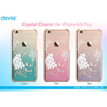 Husa Devia Carcasa Crystal Charm iPhone 6 Plus Blue (Cristale Swarovski®, electroplacat)