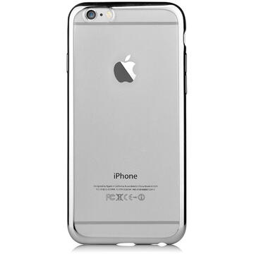 Husa Devia Husa Silicon Glitter Soft iPhone 6/6S Silver (margini electroplacate)