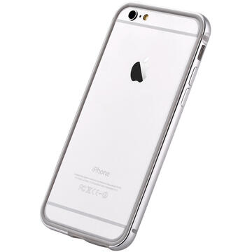 Husa Devia Bumper Mighty iPhone 6/6S Silver (aluminiu + silicon, protectie 360°)