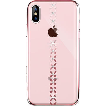 Husa Devia Carcasa Lucky Star iPhone XS / X Rose Gold (cu cristale, electroplacat, protectie 360°)