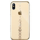Husa Devia Carcasa Lucky Star iPhone XS / X Gold (cu cristale, electroplacat, protectie 360°)
