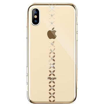 Husa Devia Carcasa Lucky Star iPhone XS Max Gold (cu cristale, electroplacat, protectie 360°)