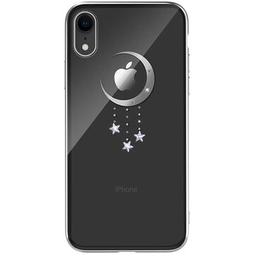 Husa Devia Carcasa Meteor iPhone XR Silver (cu cristale, electroplacat, protectie 360°)