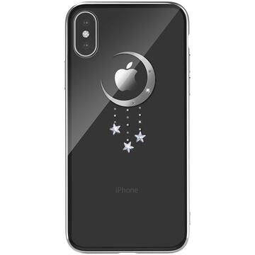 Husa Devia Carcasa Meteor iPhone XS Max Silver (cu cristale, electroplacat, protectie 360°)