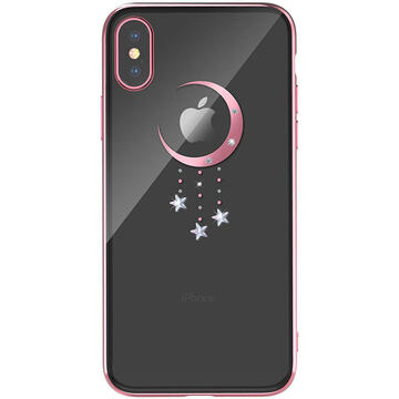 Husa Devia Carcasa Meteor iPhone XS Max Rose Gold (cu cristale, electroplacat, protectie 360°)