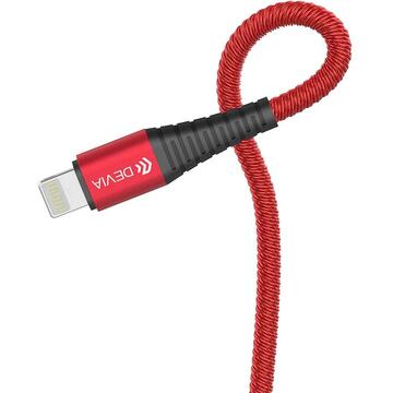 Husa Devia Cablu Storm USB sau Type-c la Lightning Red (1m, impletitura textila)-T.Verde 0.1 lei/buc