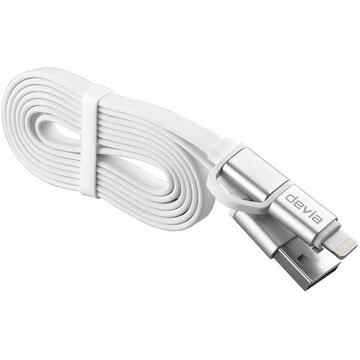 Devia Cablu Magic 2 in 1 Lightning si MicroUSB White 1m (sincronizare si incarcare)-T.Verde 0.1 lei/buc