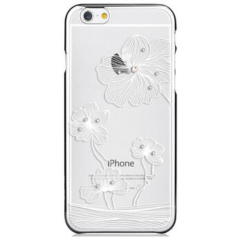 Husa Comma Carcasa Crystal Flora iPhone 6/6S Silver (Cristale Swarovski®, electroplacat, protectie 360°)