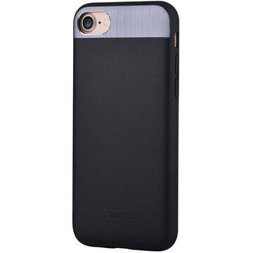 Husa Comma Carcasa Vivid Leather iPhone SE 2020 / 8 / 7 Black (piele naturala, aluminiu si margini flexibile)