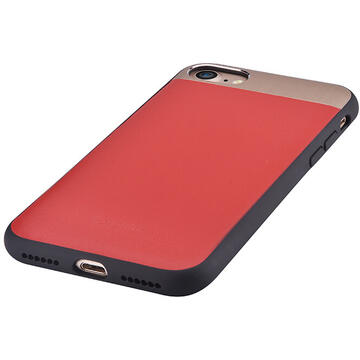 Husa Comma Carcasa Vivid Leather iPhone SE 2020 / 8 / 7 Red (piele naturala, aluminiu si margini flexibile)