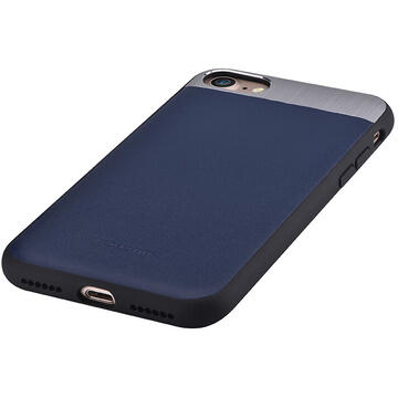 Husa Comma Carcasa Vivid Leather iPhone SE 2020 / 8 / 7 Blue (piele naturala, aluminiu si margini flexibile)