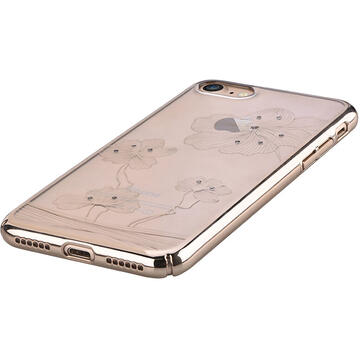 Husa Comma Carcasa Crystal Flora 360 iPhone SE 2020 / 8 / 7 Champagne Gold (Cristale Swarovski®, electroplacat, protectie 360°)