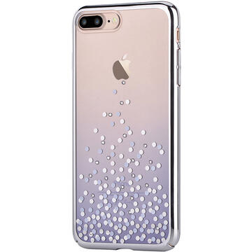 Husa Comma Carcasa Unique Polka iPhone SE 2020 / 8 / 7 Blue (Cristale Swarovski®, electroplacat, protectie 360°)