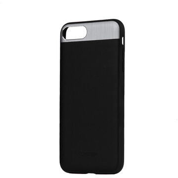 Husa Comma Carcasa Vivid Leather iPhone 8 Plus / 7 Plus Black (piele naturala, aluminiu si margini flexibile)
