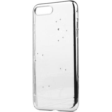 Husa Comma Carcasa Crystal Flora 360 iPhone 8 Plus / 7 Plus Silver (Cristale Swarovski®, electroplacat, protectie 360°)