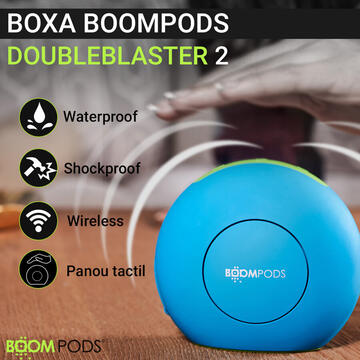 Boxa portabila Boompods DoubleBlaster 2, Orange-Grey, Microfon, Mod silentios
