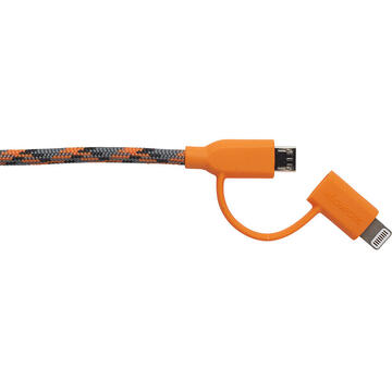 Boompods Cablu Duo MicroUSB &amp; Lightning MFI Orange (1m, impletitura textila)-T.Verde 0.1 lei/buc