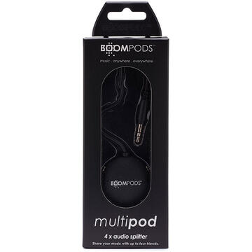 Boompods Splitter Audio Jack 3.5mm la 4xport Jack.3.5mm Black