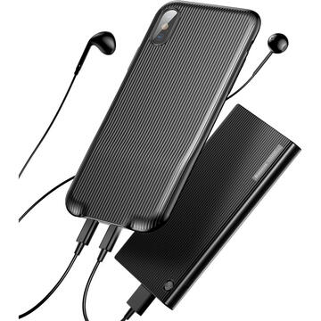 Husa Baseus Carcasa Audio iPhone X Black (cu splitter Lightning)
