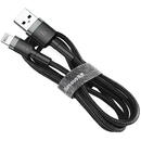 Baseus Cablu Cafule Series USB la Lightning Gray &amp; Black (1m, 2.4A, 480Mbps, impletitura textila)-T.Verde 0.1 lei/buc