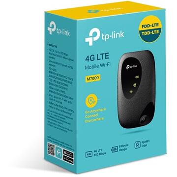 Router wireless TP-LINK Wireless. portabil, 4G Mobile Wi-Fi, 300Mbps, Internal LTE Modem, SIM card slot, LED screen display, rechargeable battery
