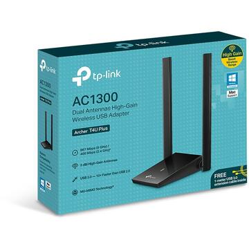 TP-LINK Archer T4U Plus AC1300, extern wireless 2.4 GHz | 5 GHz, USB 3.0, port, 867 Mbps, antena externa x 2