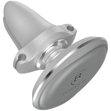 Baseus Suport Auto Magnetic Air Vent Silver (rotatie 360°, cable clip, prindere la sistemul de ventilatie)