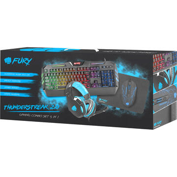 Tastatura Gaming Combo Set 4 in 1 Fury Thunderstreak 2.0 (tastatura, casti, mouse, mousepad)
