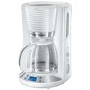 Cafetiera Cafetiera Russell Hobbs Inspire White 24390-56, 1100 W, 1.25 l, Tehnologie WhirlTech, Timer digital, Alb/Crom