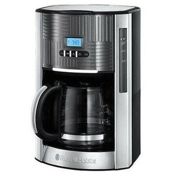 Cafetiera Cafetiera Russell Hobbs Geo Steel 25270-56, 1000 W, 1,5 L, Timer LCD, Selector aroma, Gri/Inox