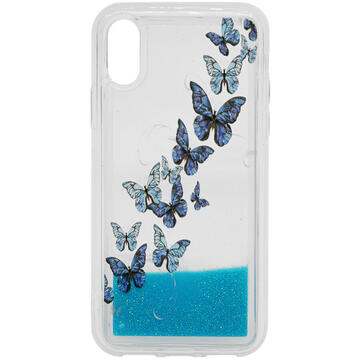 Husa Lemontti Carcasa Liquid Sand iPhone XS / X Butterflies Glitter