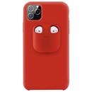 Husa Lemontti Husa Liquid Silicone with Apple AirPods Case iPhone 11 Pro Max Red