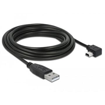 Cablu USB 2.0 A - mini 5PM angle, 5M, Delock 82684