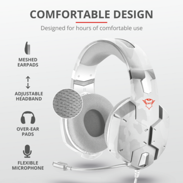 Casti Trust GXT 322W GAMING HEADSET - WHITE CAMOUFLAGE