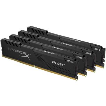 Memorie Kingston HyperX DDR4 - 64 GB -3200- CL - 16 - Quad-Kit, Fury Black (black, HX432C16FB4K4 / 64)
