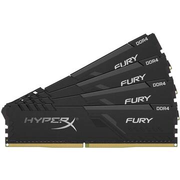 Memorie Kingston HyperX DDR4 - 64 GB -3200- CL - 16 - Quad-Kit, Fury Black (black, HX432C16FB4K4 / 64)
