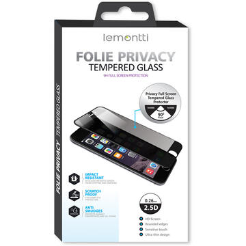 Lemontti Folie Sticla Privacy iPhone 11 Pro / XS / X Black (0.33mm, 9H)